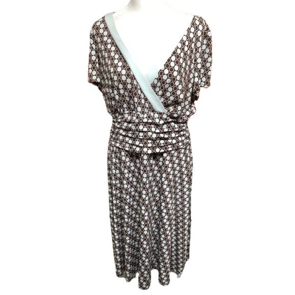 Z Studio Retro Geometric V-Neck Fit & Flare Dress Chic, Classic, Office - Picture 1 of 6